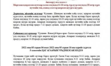 ЦАГ АГААРЫН СЭРЭМЖЛҮҮЛЭГ МЭДЭЭ