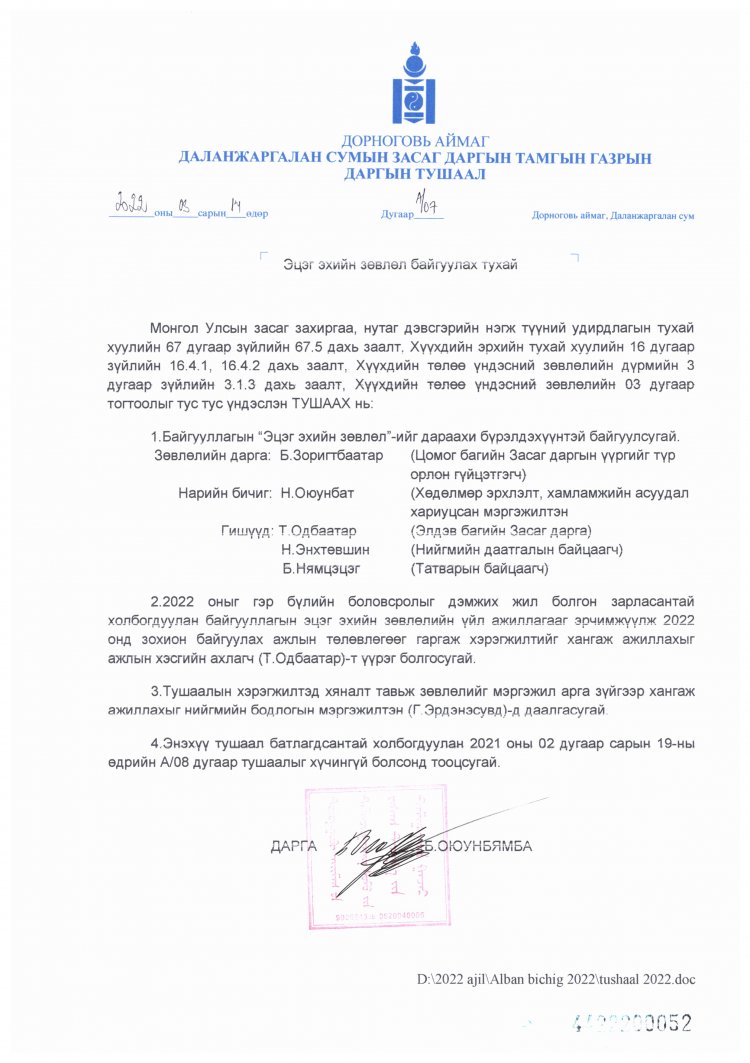 Эцэг эхийн зөвлөл байгуулах тухай