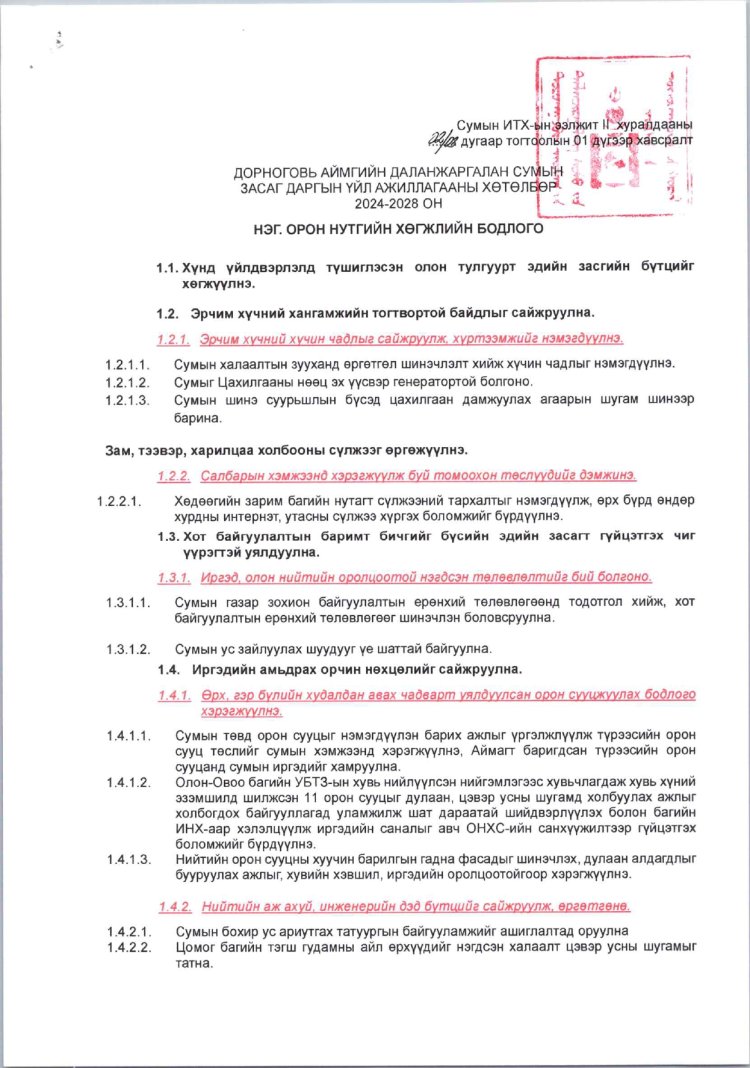 ДОРНОГОВЬ АЙМГИЙН ДАЛАНЖАРГАЛАН СУМЫН ЗАСАГ ДАРГЫН ҮЙЛ АЖИЛЛАГААНЫ ХӨТӨЛБӨР /2024-2028 ОН/